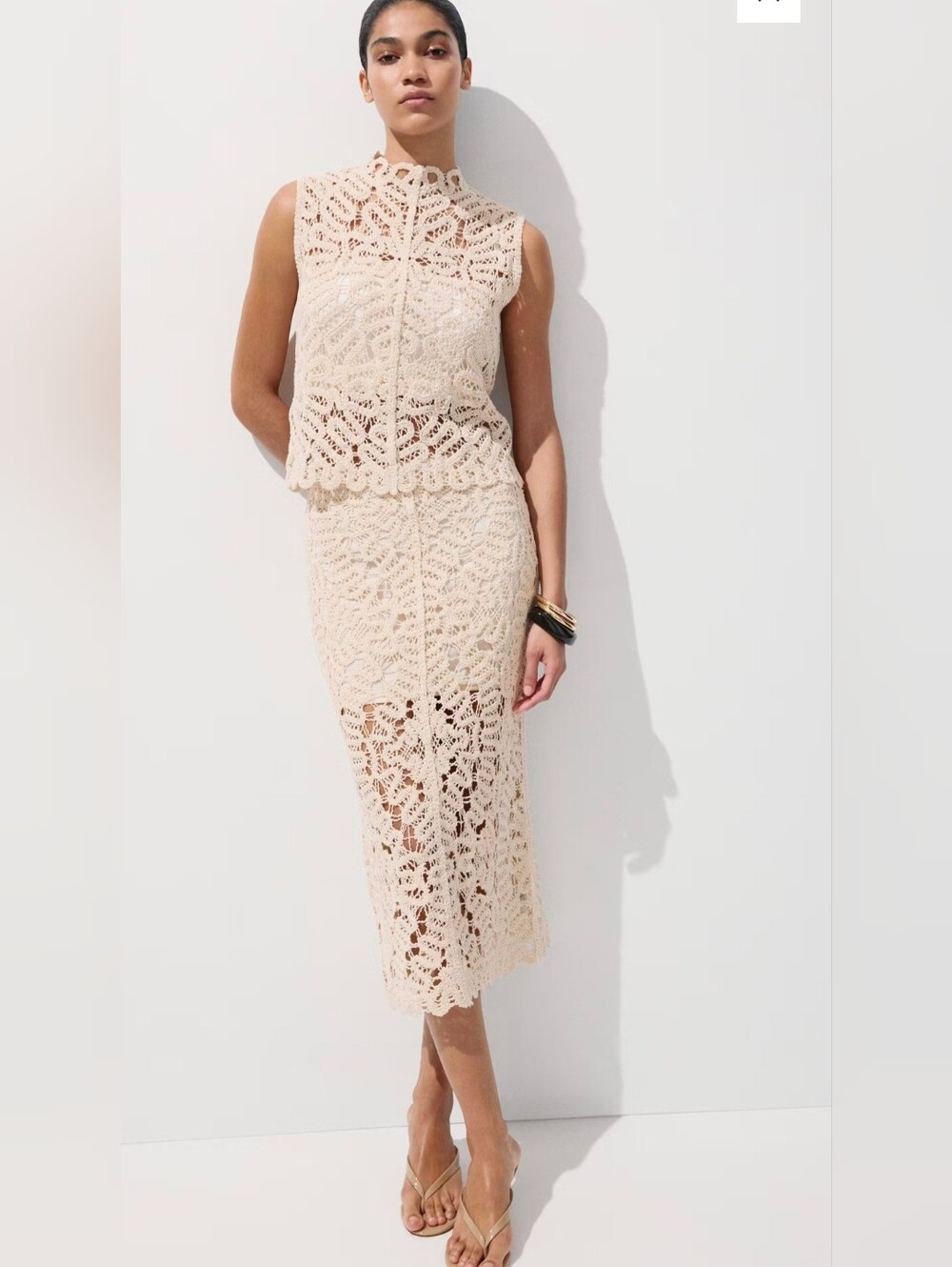 Sleeveless Crochet Lace Two-Piece Set